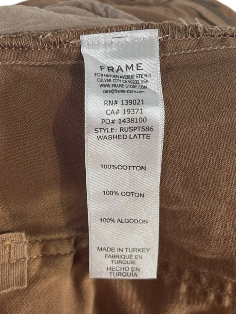 Frame Denim Relaxed Fit Utility Cargo Pant size 31 in Washed Latte Brown